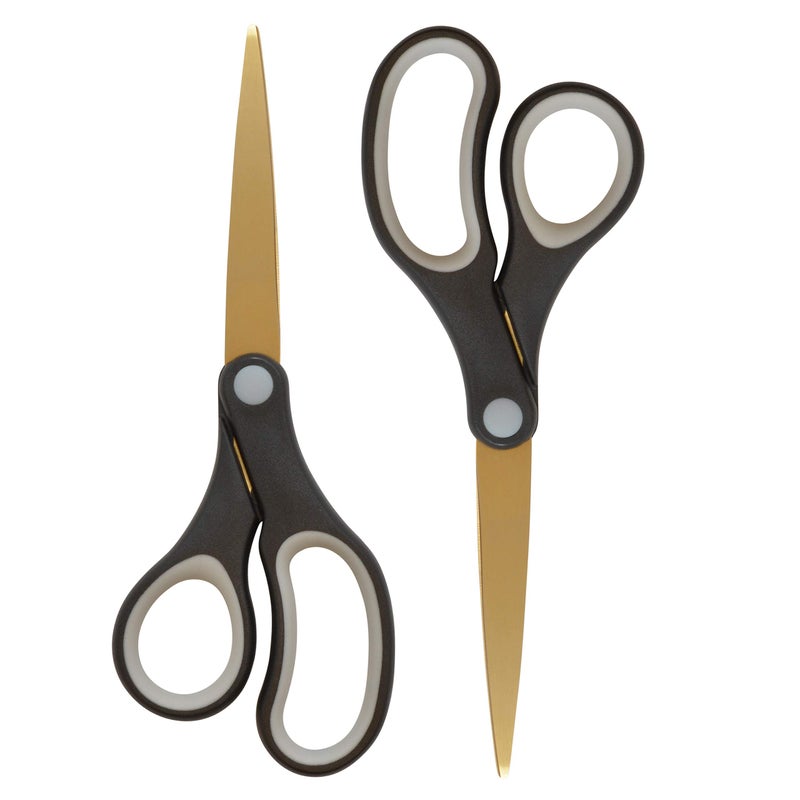 Westcott 55847 8-Inch Titanium-Bonded Scissors For Office and Home, Black/Gold, 2 Pack - Image 1